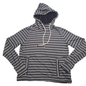 Marine Layer Gray & White Striped Hooded Sweatshirt